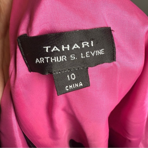 Tahari Levine NWT Size 10 Polka Dot Fit & Flare Dress Pink Belt Midi NWT $129 - Picture 6 of 8